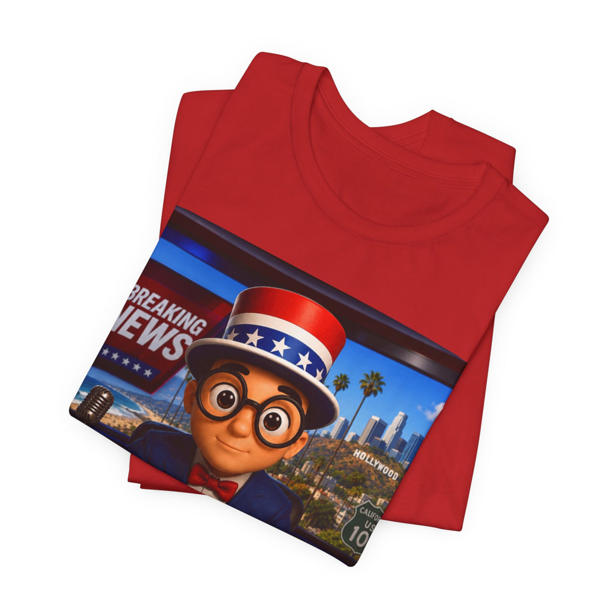 Political Pete Graphic Tee - Patriotic Breaking News Newsroom Design