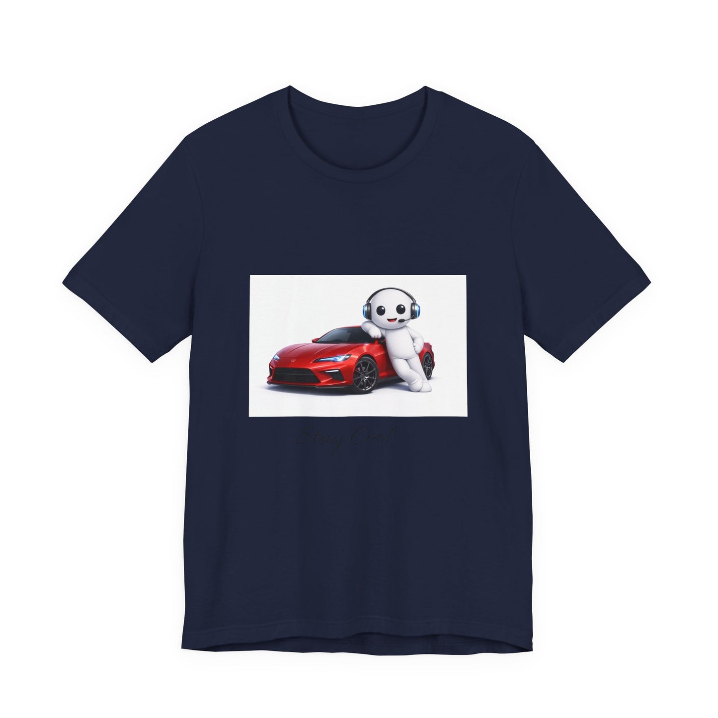 Bear Mascot with Red Sports Car Tee — "Powered by Echo" Graphic T-Shirt