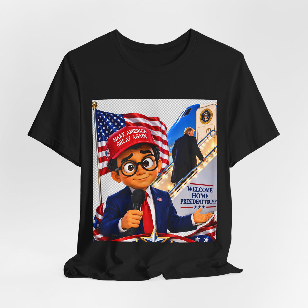 Political Cartoon Graphic Tee — "Make America Great Again" Welcome Home Design
