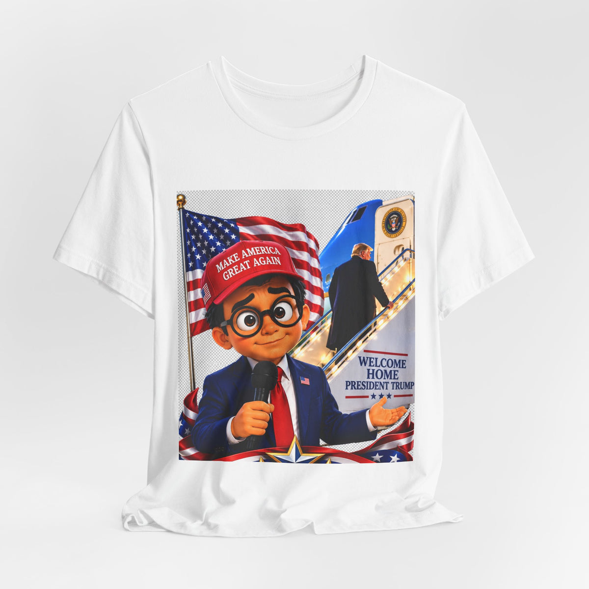 Political Cartoon Graphic Tee — "Make America Great Again" Welcome Home Design