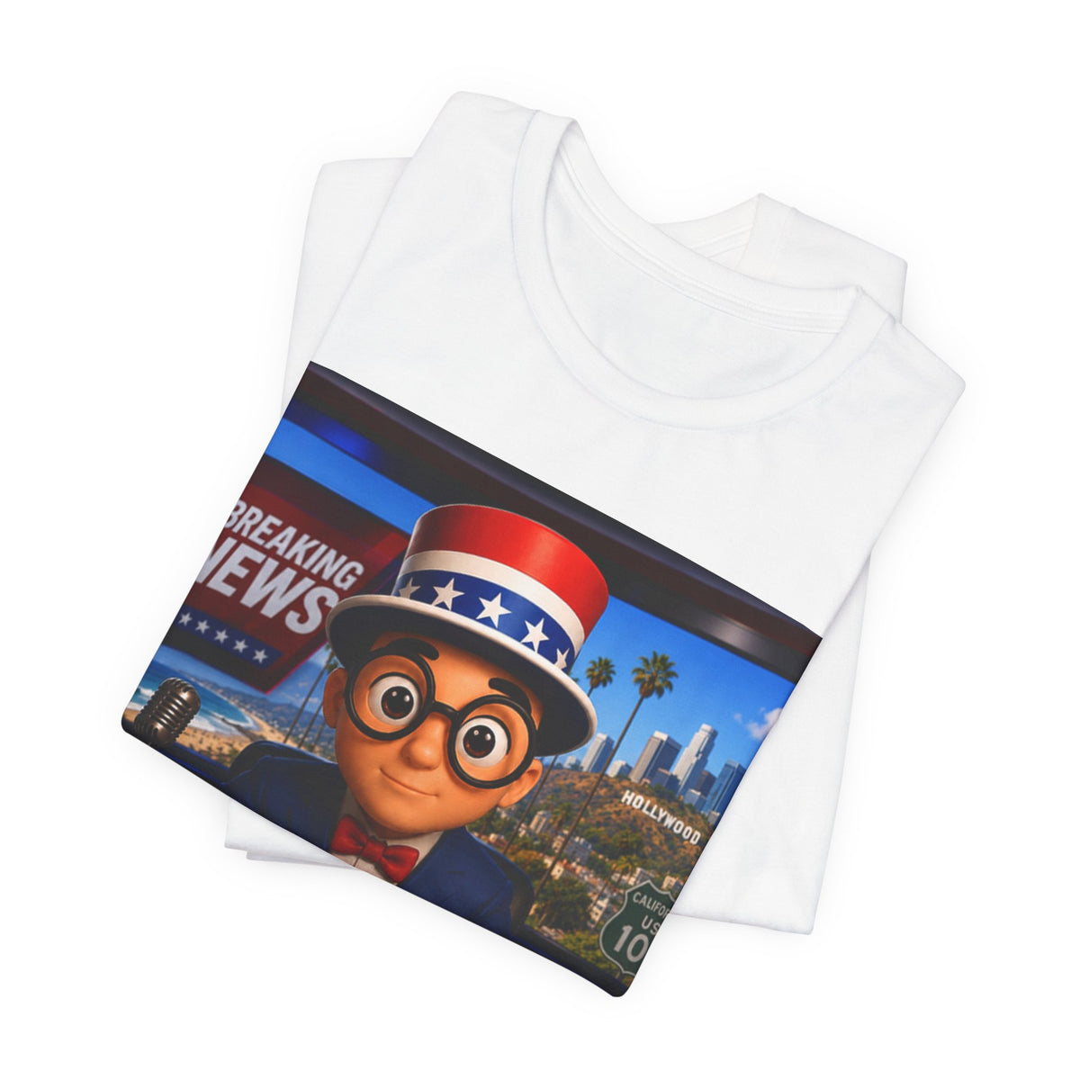 Political Pete Graphic Tee - Patriotic Breaking News Newsroom Design