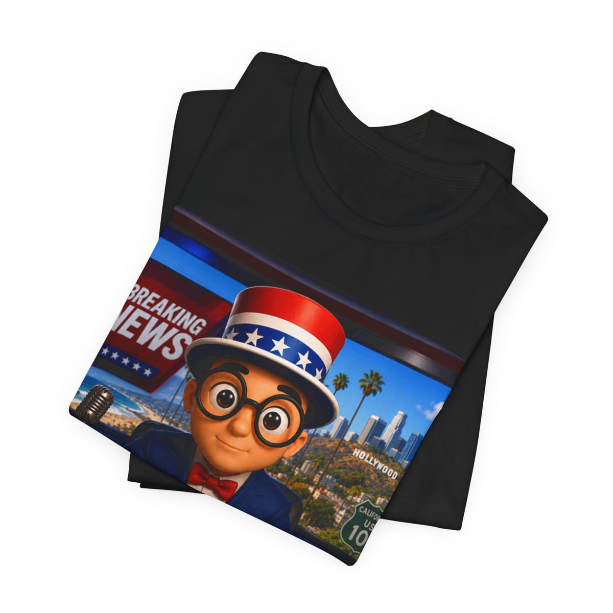 Political Pete Graphic Tee - Patriotic Breaking News Newsroom Design