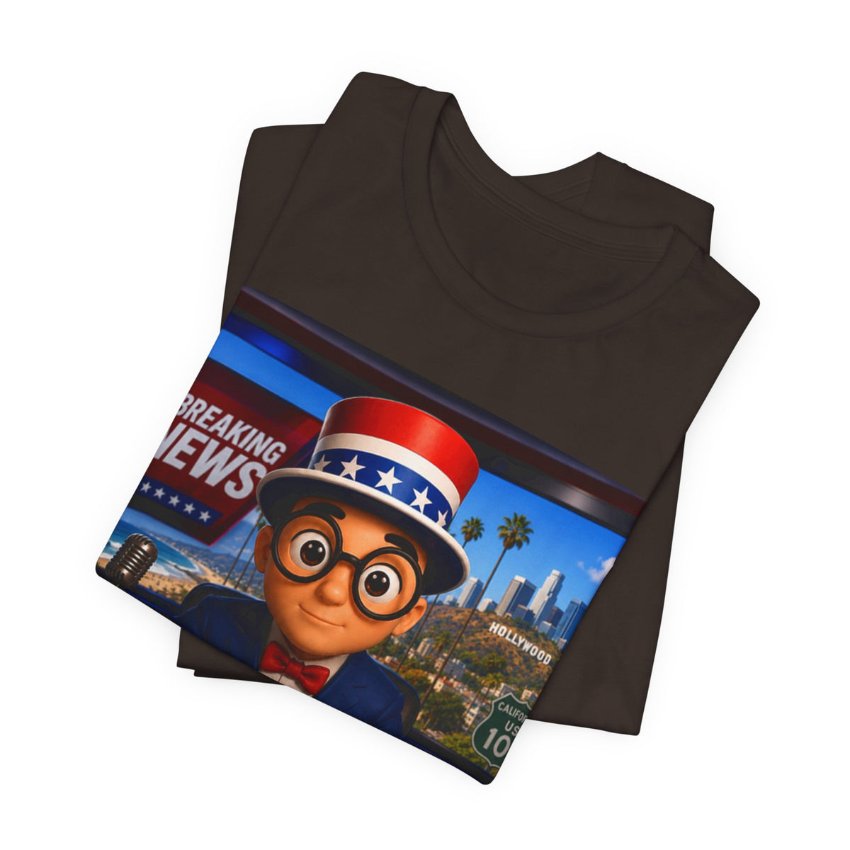Political Pete Graphic Tee - Patriotic Breaking News Newsroom Design
